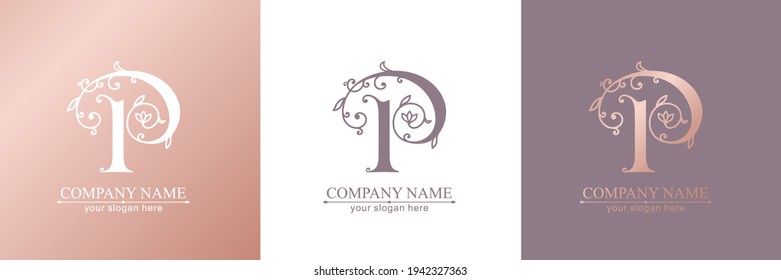 Letter P logo template. Monnogram, delicate floral design. Personal logo. Vector design.