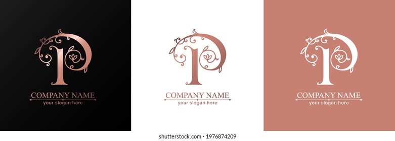 Letter P logo template. Monnogram, delicate floral design. Personal logo. Vector design.
