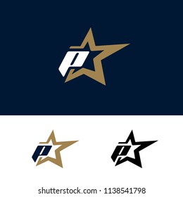 Letter P logo template with Star design element. Vector illustration. Corporate branding identity