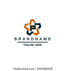 Letter P logo template with Star design element