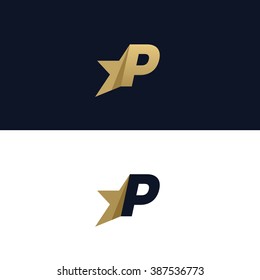 Letter P logo template with Star design element. Vector illustration. Corporate branding identity