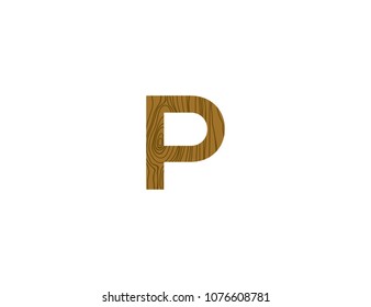 letter P logo template with wood texture