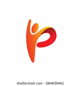 Letter P logo that formed people logo