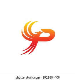 letter P logo that formed phoenix bird