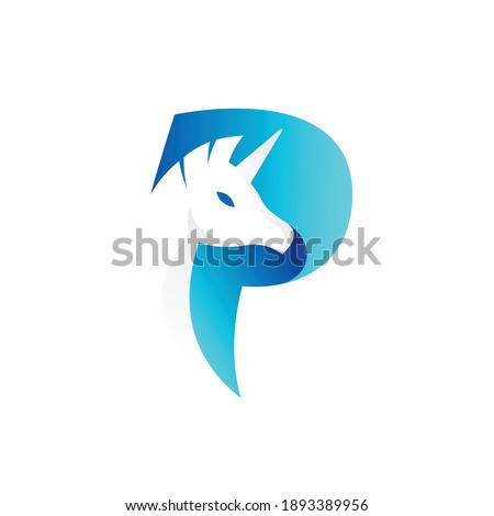 Letter P logo that formed pegasus concept