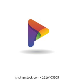 letter p logo triangle color play template