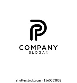 the letter P logo uses 2 lines element. Editable and easy to custom