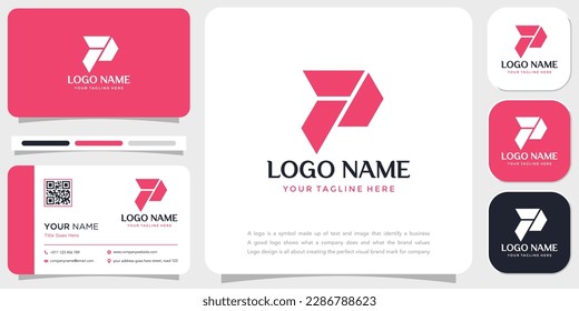 letter P logo vector, alphabet logo with business card template