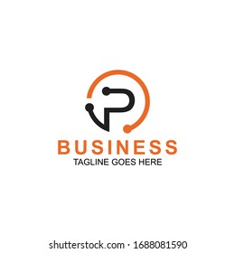 Letter P Logo Vector with Circle Concept. Isolated In White Background