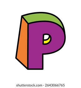 letter P logo vector colorful playful isolated on white background
