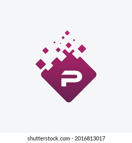 Letter P Logo. P Vector Letter Design with square.