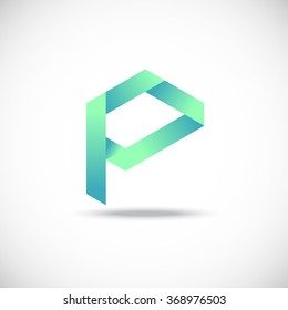 Letter P logo, vector origami design, technology,network,digital,Vector Illustration