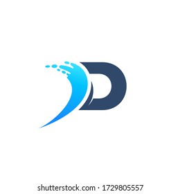 Letter P Logo With Water Swoosh Design Illustration, Blue Icons