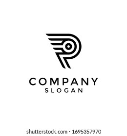 the letter P logo which has a tail dragging back indicates a movement or speed. editable and easy to custom.