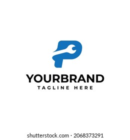 Letter P logo with wrench for your company