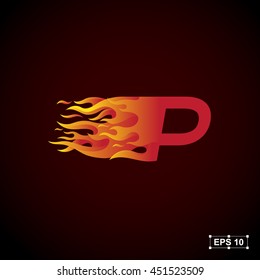 letter P logo,fire fast speed