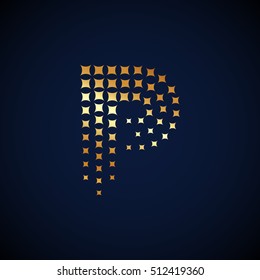 Letter P Logo.Sparkle Logo Gold,  Vector Design