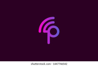 Letter P logotype purple and pink color,Technology and digital abstract connection. Wifi vector logo