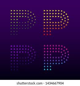 Letter P logotype with Triangle shapes, Growing Arrow Up symbol, Play Media Multimedia sign, Next Forward Express and Logistic logo, Digital and Technology icon for your Business Corporate identity