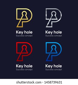 Letter P logotypes with Key hole Signs, Property and Real estate Symbols, Security and Privacy lock icons, Vector Design for your corporate identity, Business Company Success concept