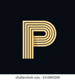 Letter P logo.Uppercase alphabet initial sign isolated on dark background.Lettering icon.Typographic shape in modern, clean, web, corporate style.Character for company branding.