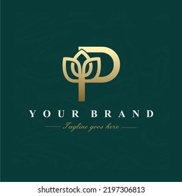 Letter P Lotus Flower Logo Design