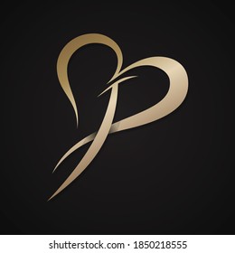 Letter P with love design in abstract and modern style. Vector illustration EPS.8 EPS.10