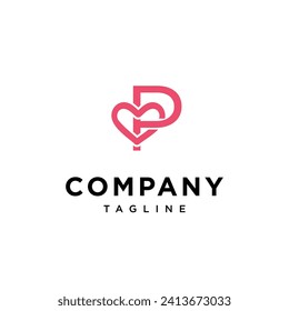 Letter P Love Valentine Logo icon vector template.eps