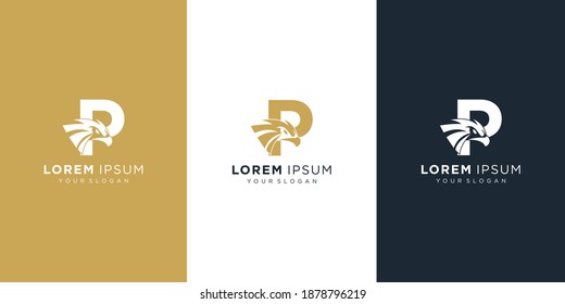 Letter p with luxury abstract eagle logo template
