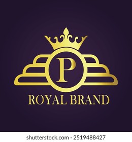 Letter P luxury gold logo concept