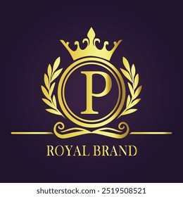 Letter P luxury gold logo concept