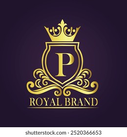 Letter P luxury gold logo concept