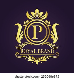 Letter P luxury gold logo concept