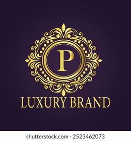 Letter P luxury gold logo concept
