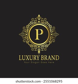 Letter P luxury gold logo concept
