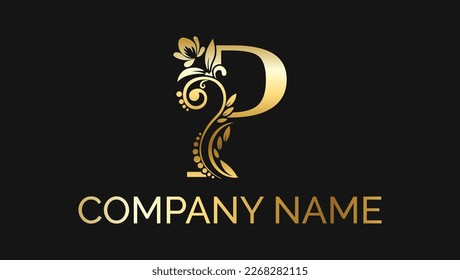 Letter P  Luxury Metallic Decorative Alphabetic ABC Monogram Logo