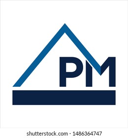 Letter P and M home Vector logo.