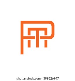 letter P and M monogram logo orange