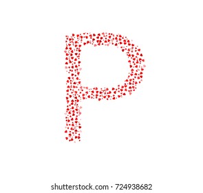 Letter P Made Of Red Hearts