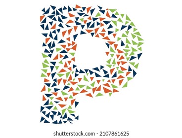 Letter P made up of small triangles