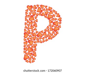 letter p made of valentines