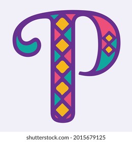 letter p mardi gras vector art
