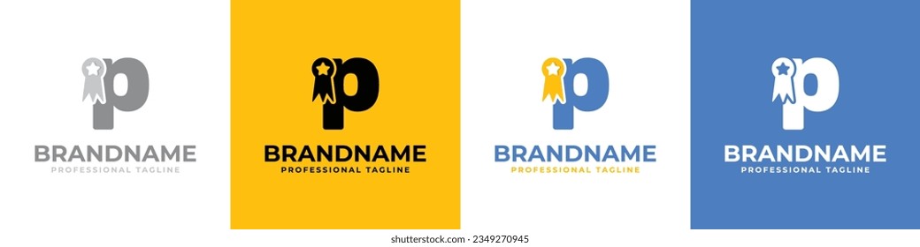 Logotipo de medallón de la letra P, adecuado para negocios relacionados con medalla, victoria, campeón con P inicial.