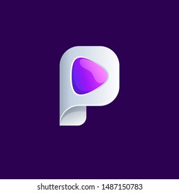 letter P media logo design vector illustration