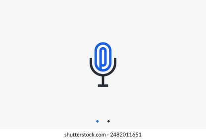 letra p con diseño de logotipo de micrófono ilustración de silueta de Vector