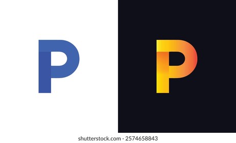 Letter P Minimal Business Logo With 3D Rounded Shadow | Gradient P Letter Typography Symbol