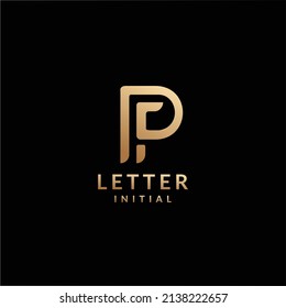 Letter P Minimalist Logo Design Gold Stock Vector (Royalty Free ...