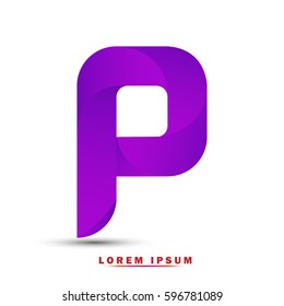 Letter P. Modern concept. elegant typographic .Twisted gradient purple