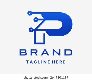 Letter P Modern Digital Technology Logo Design