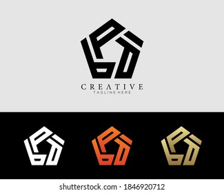 Letter P modern geometry pentagon design logo template